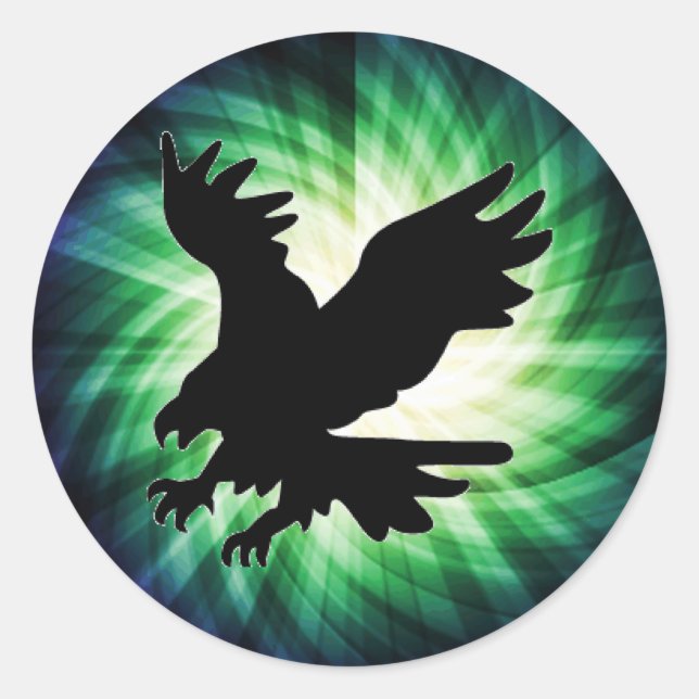 Bald Eagle Silhouette; Cool Classic Round Sticker (Front)