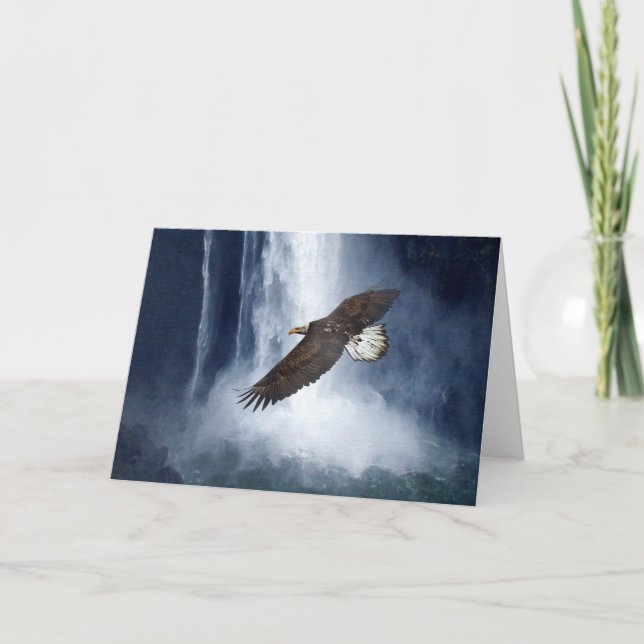 Bald Eagle & Snoqualmie Falls Greeting Cards (Front)