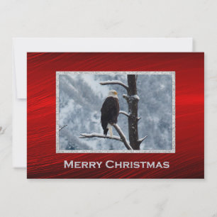Bald Eagle Snow Tree Photo Christmas Flat Holiday Card