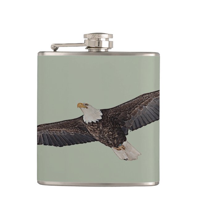 Bald Eagle Soaring Hip Flask (Front)