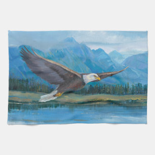 Bald Eagle Soaring Tea Towel