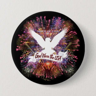 Bald Eagle Spirit of 1776 God Bless the USA Black 7.5 Cm Round Badge