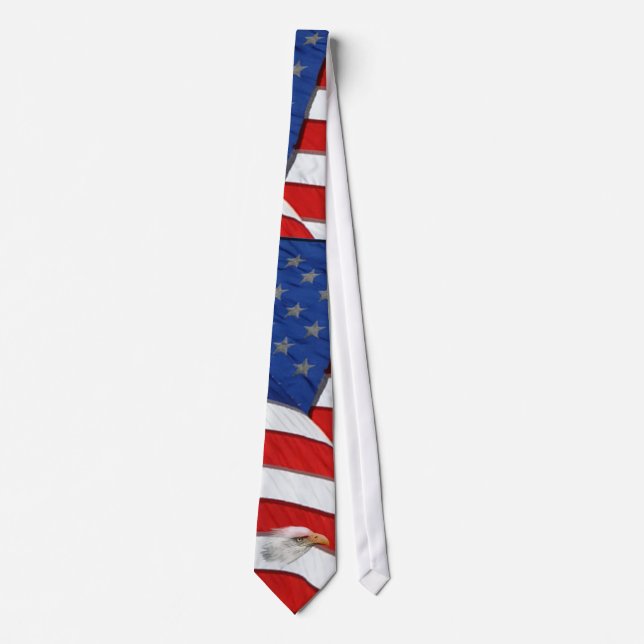 Bald Eagle Spirit & US Flag Patriotic Fashion Tie (Front)