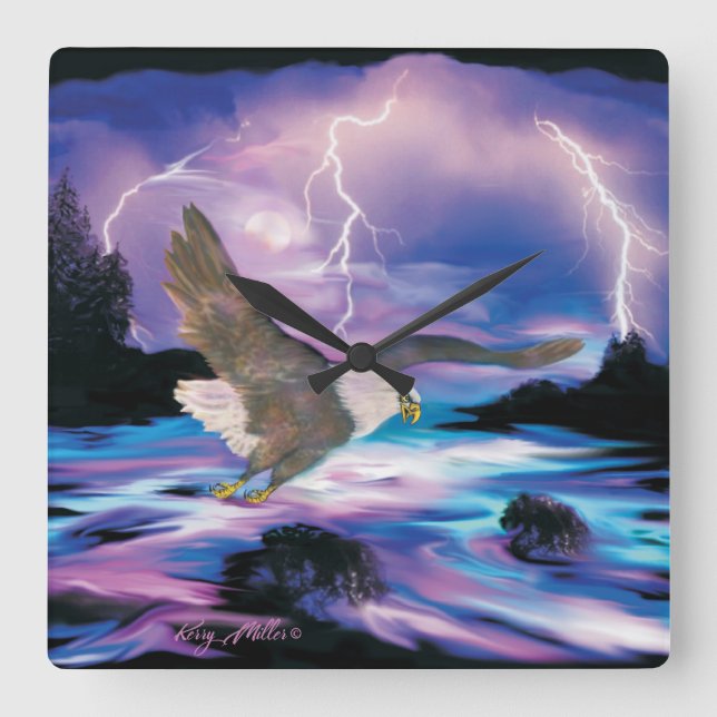 Bald Eagle Square Wall Clock (Front)