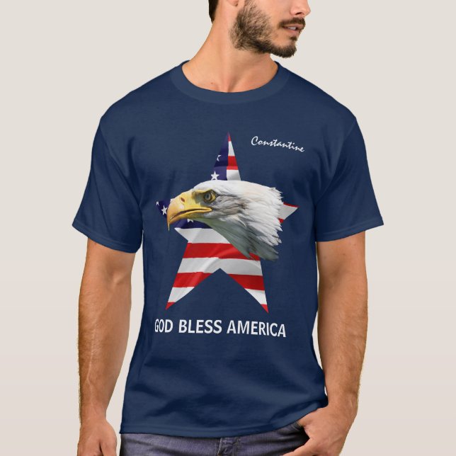 Bald Eagle, Star, Flag customisable classy T-Shirt (Front)