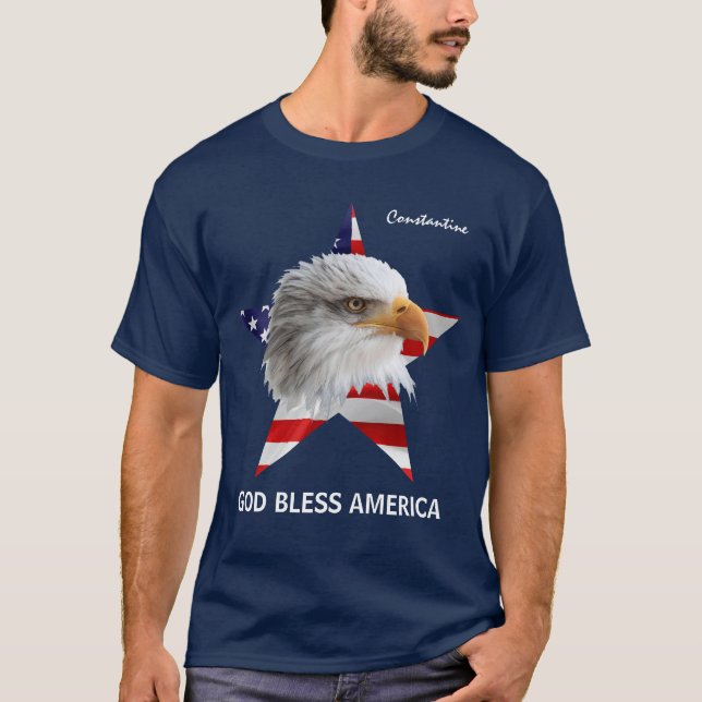 Bald Eagle, Star, Flag customisable lovely T-Shirt (Front)
