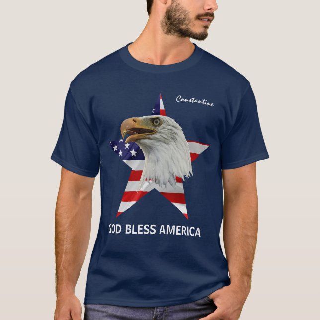 Bald Eagle, Star, Flag customisable stunning T-Shirt (Front)