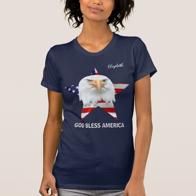 Bald Eagle, Star, Flag customisable stylish T-Shirt (Front)