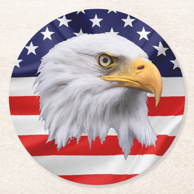 Bald Eagle stunning patriotic gift Round Paper Coaster (Front)