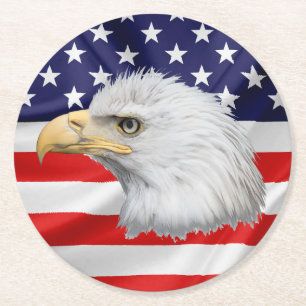 Bald Eagle stylish patriotic Round Paper Coaster