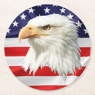 Bald Eagle superb patriotic gift Round Paper Coaster