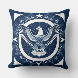 Bald Eagle Surrounded by Stars Cushion