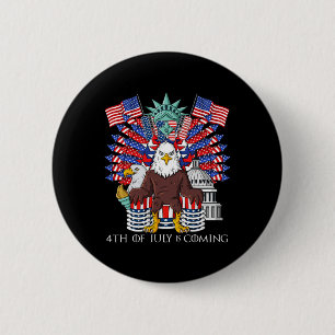Bald Eagle Throne 4th Of July USA Patriotic Boys K 6 Cm Round Badge