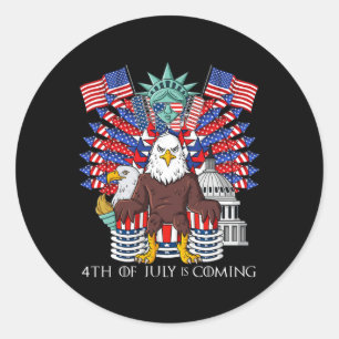 Bald Eagle Throne 4th Of July USA Patriotic Boys K Classic Round Sticker