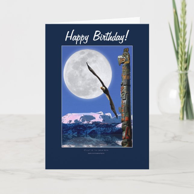 Bald Eagle, Totem Pole & Super Moon Birthday Cards (Front)