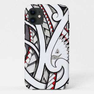 Bald eagle tribal tattoo design in red iPhone 11 case