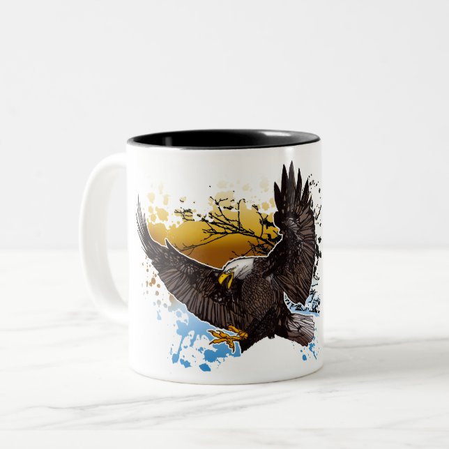 Bald Eagle Two-Tone Coffee Mug (Front Left)