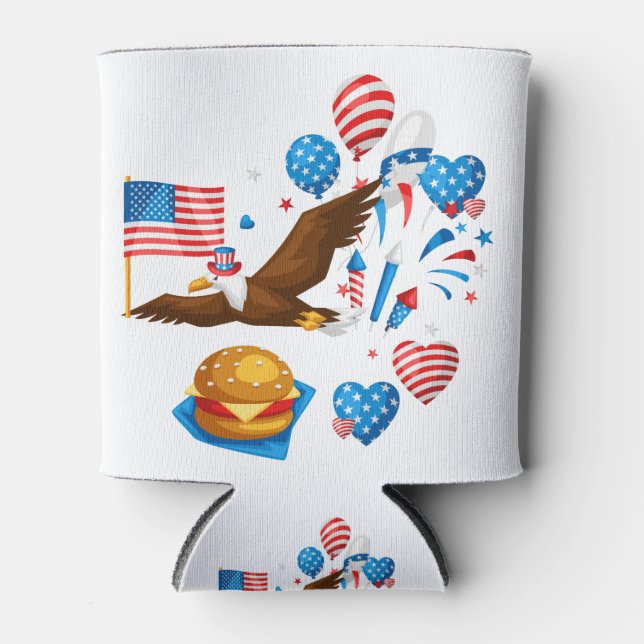 bald eagle uncle sam can cooler (Front)