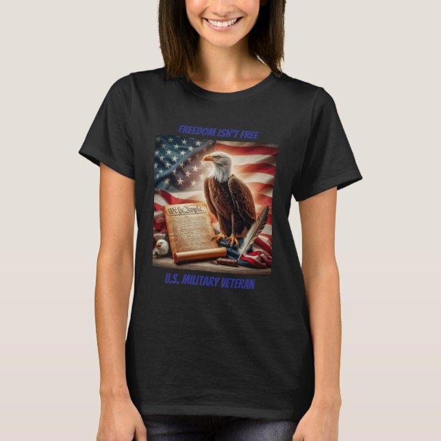 Bald Eagle, United States Flag, and Constitution T-Shirt (Front)