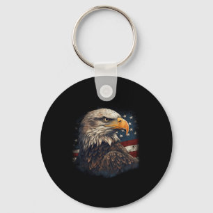 Bald Eagle Us American Flag 4th Of July Proud Patr Key Ring