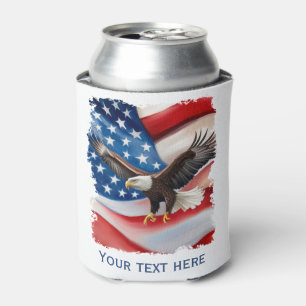 Bald Eagle & US Flag 4th Of July Can Cooler
