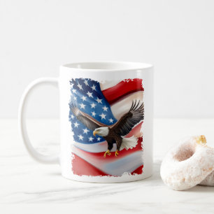 Bald Eagle & US Flag 4th Of July Coffee Mug