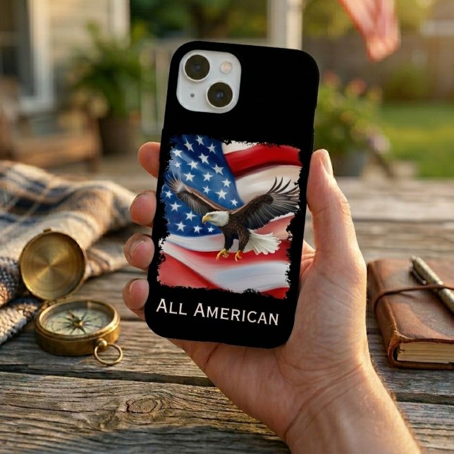 Bald Eagle & US Flag 4th Of July iPhone 15 Case (Creator Uploaded)