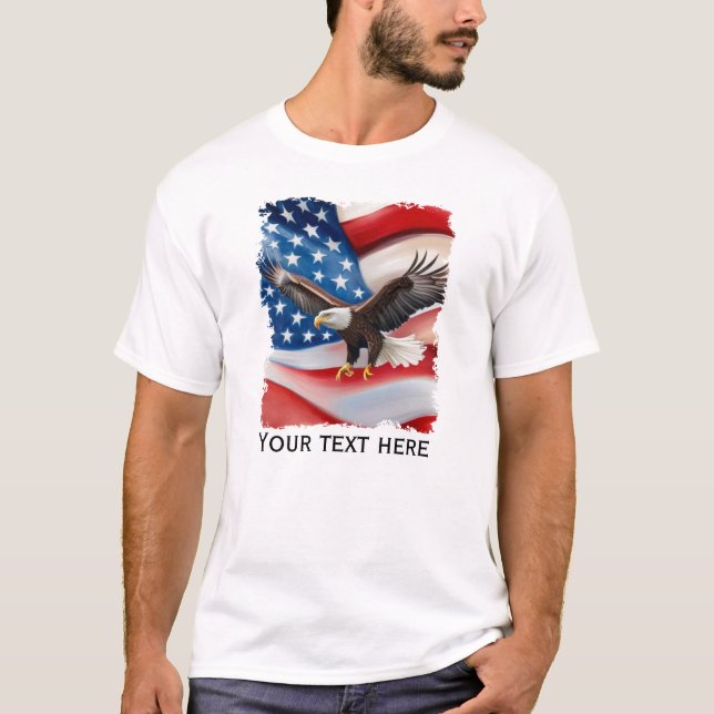 Bald Eagle & US Flag 4th Of July T-Shirt (Front)