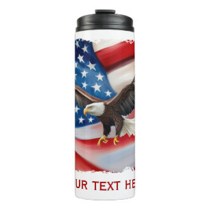 Bald Eagle & US Flag 4th Of July Thermal Tumbler