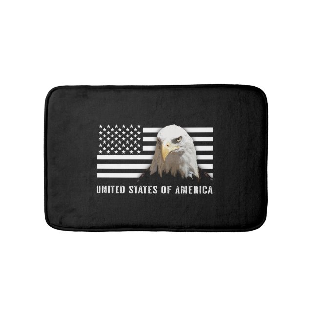 Bald Eagle & US Flag Bath Mat (Front)