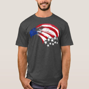 Bald Eagle Us Flag Colours Patriotic 4th Of July V T-Shirt