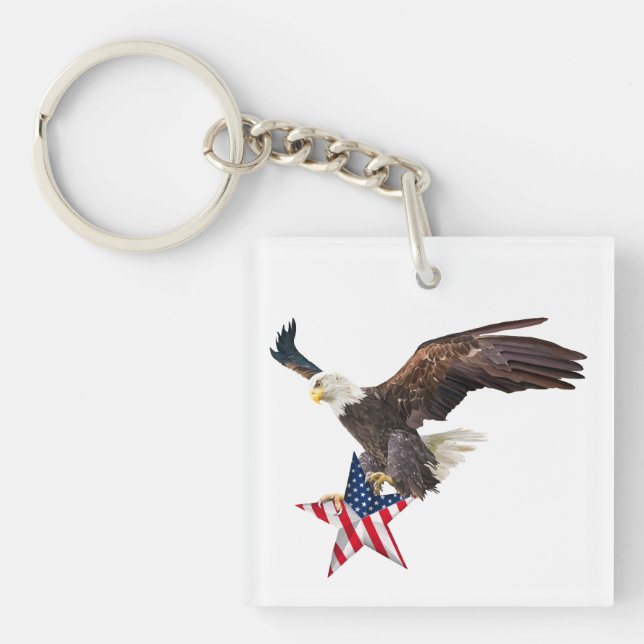 Bald eagle US flag Key Ring (Front)