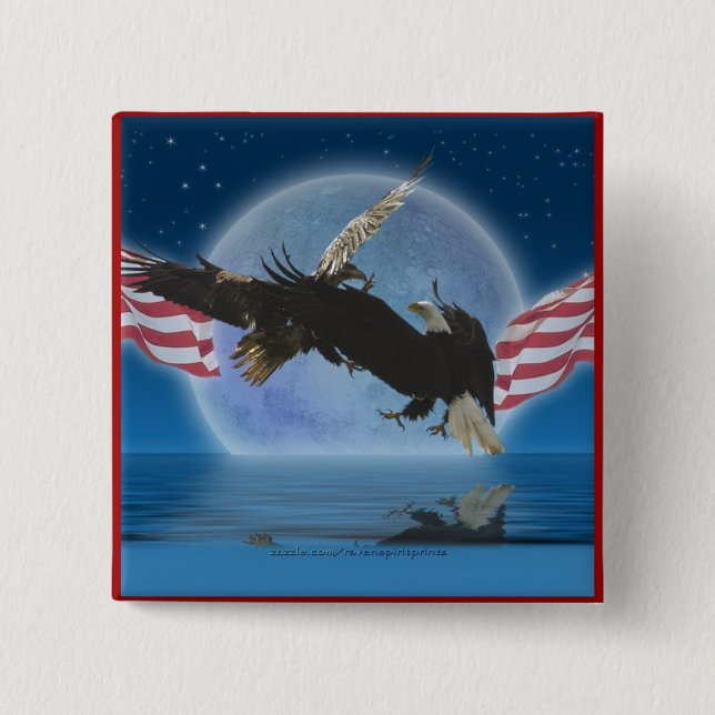 BALD EAGLE & US FLAG Patriot Series 15 Cm Square Badge (Front)