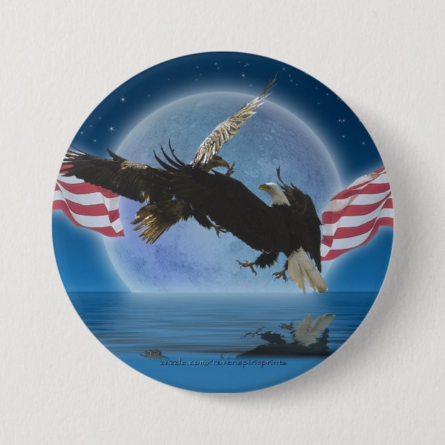 BALD EAGLE & US FLAG Patriot Series Button (Front)