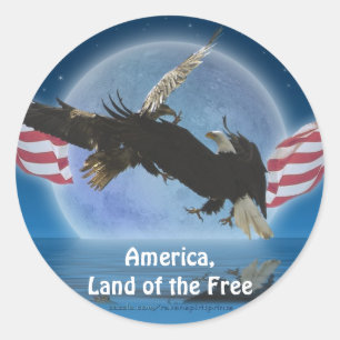 BALD EAGLE & US FLAG Patriot Series Classic Round Sticker