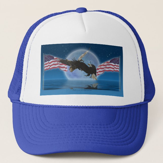 BALD EAGLE & US FLAG Patriot Series Trucker Hat (Front)