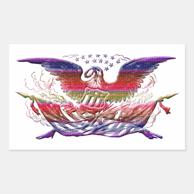 Bald Eagle USA Flag Americana Patriotic Art Rectangular Sticker (Front)