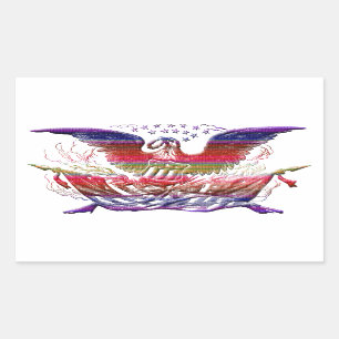 Bald Eagle USA Flag Americana Patriotic Art Rectangular Sticker