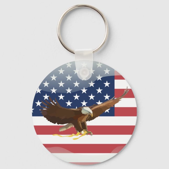 Bald eagle Usa flag Key Ring (Front)