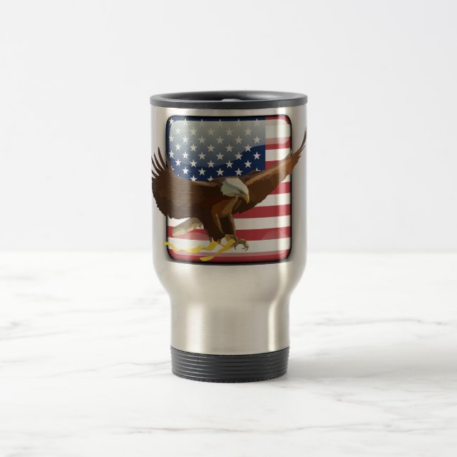 Bald eagle Usa flag Travel Mug (Center)