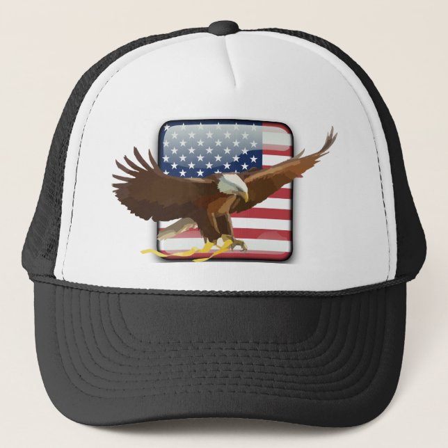 Bald eagle Usa flag Trucker Hat (Front)