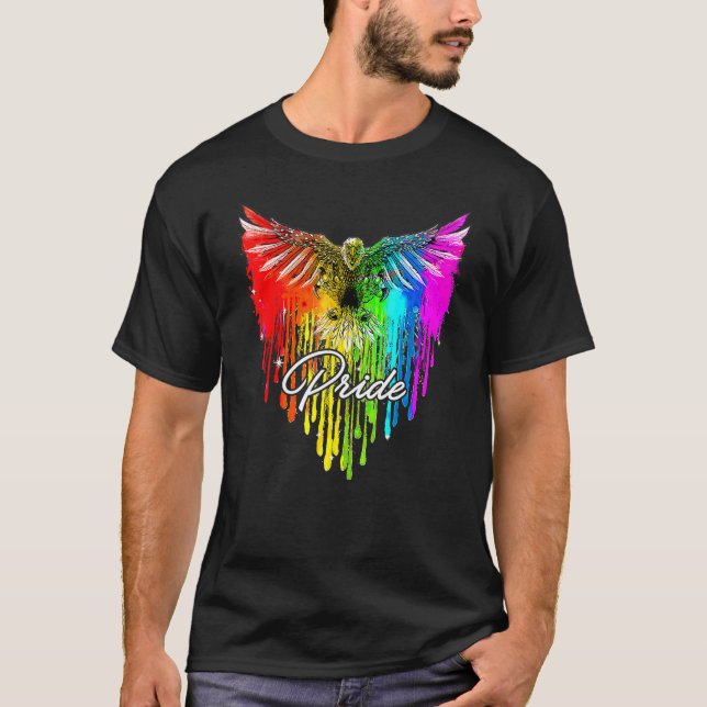 Bald Eagle Usa Lgbt Rainbow Flag Shirt Gay And Les (Front)