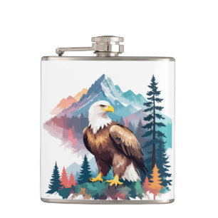 Bald Eagle Vector Art Animal Majestic Nature Hip Flask