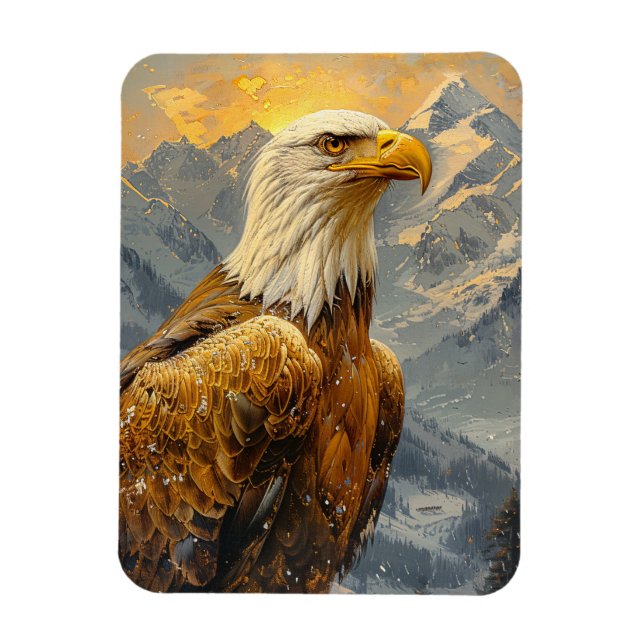 Bald Eagle Watercolor Mountains Flexible Magnet (Vertical)