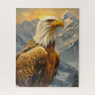 Bald Eagle Watercolor Mountains Jigsaw Puzzle