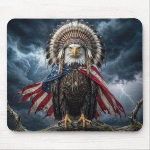 Bald Eagle Wearing an American Flag  Mouse Pad