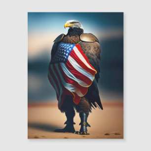 Bald Eagle Wearing Armour Holding An American Flag