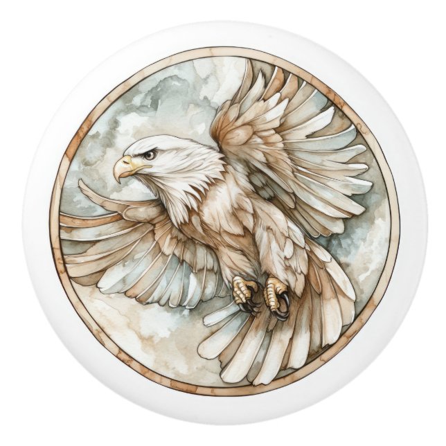 Bald Eagle Wild Tame and Timeless Collection Ceramic Knob (Front)