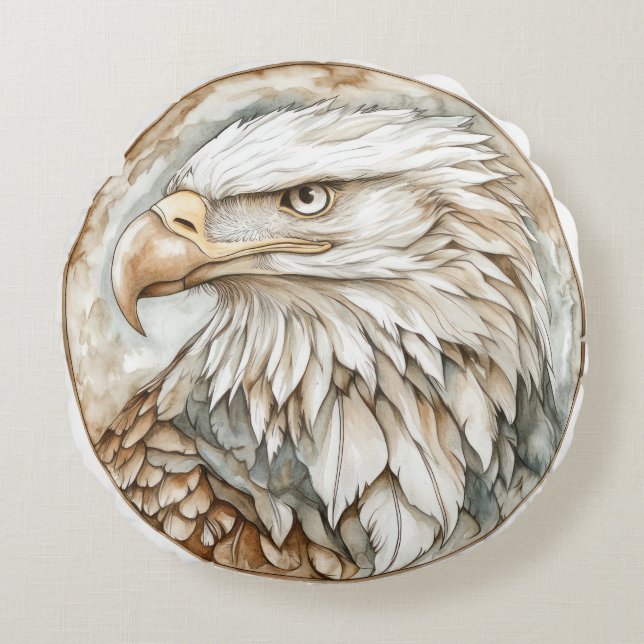Bald Eagle Wild Tame and Timeless Collection Round Cushion (Front)
