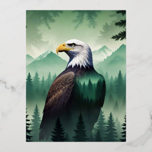 Bald Eagle Wildlife Animal Nature Environment Art Foil Holiday Postcard